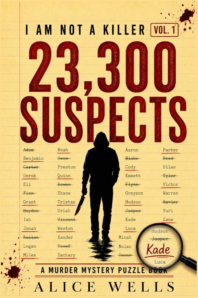 I am not a Killer - 23,300 Suspects: A Murder Mystery Puzzle Book Where The Killer Isn't Iris - A Perfect Gifts For Men and Women by Alice Wells | barcode:9798198837584 | source:'9798198837584.jpg