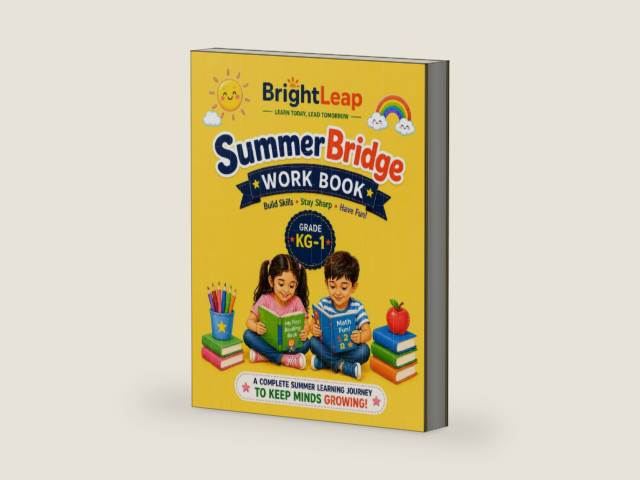 KG To Grade-1 Summer Bridge Confidence Booster Work Book: An unbeatable workbook with colorful illustrations, engaging activities, creative designs, ... teaching easy, meaningful, and fun for kids. by BrightLeap publications | barcode:9798199004886 | source:'9798199004886-right-three-quarter.jpg