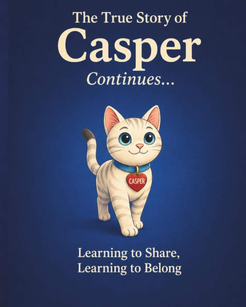 The True Story of Casper Continues: Learning to Share, Learning to Belong – A Heartwarming Cat Story About Friendship, Kindness, and Family. Book 2 in the series. by M Edwards | barcode:9798199435017 | source:'9798199435017.jpg