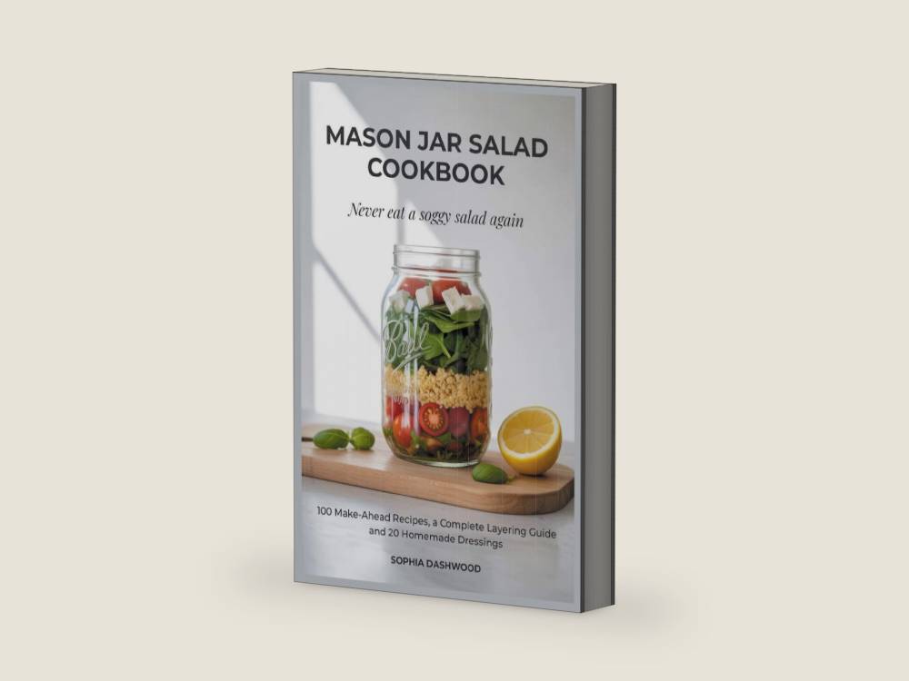MASON JAR SALAD COOKBOOK - Never Eat a Soggy Salad Again: 100 Make-Ahead Recipes, a Complete Layering Guide, and 20 Homemade Dressings by Sophia Dashwood | barcode:9798199491037 | source:'9798199491037-right-three-quarter.jpg