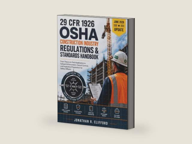 29 CFR 1926 OSHA Construction Industry Regulations & Standards Handbook: From Theory to Field Application in Subpart Enforcement, Hazard Control, and ... OSHA Construction Industry Manual) by Jonathan R. Clifford | barcode:9798199713504 | source:'9798199713504-right-three-quarter.jpg