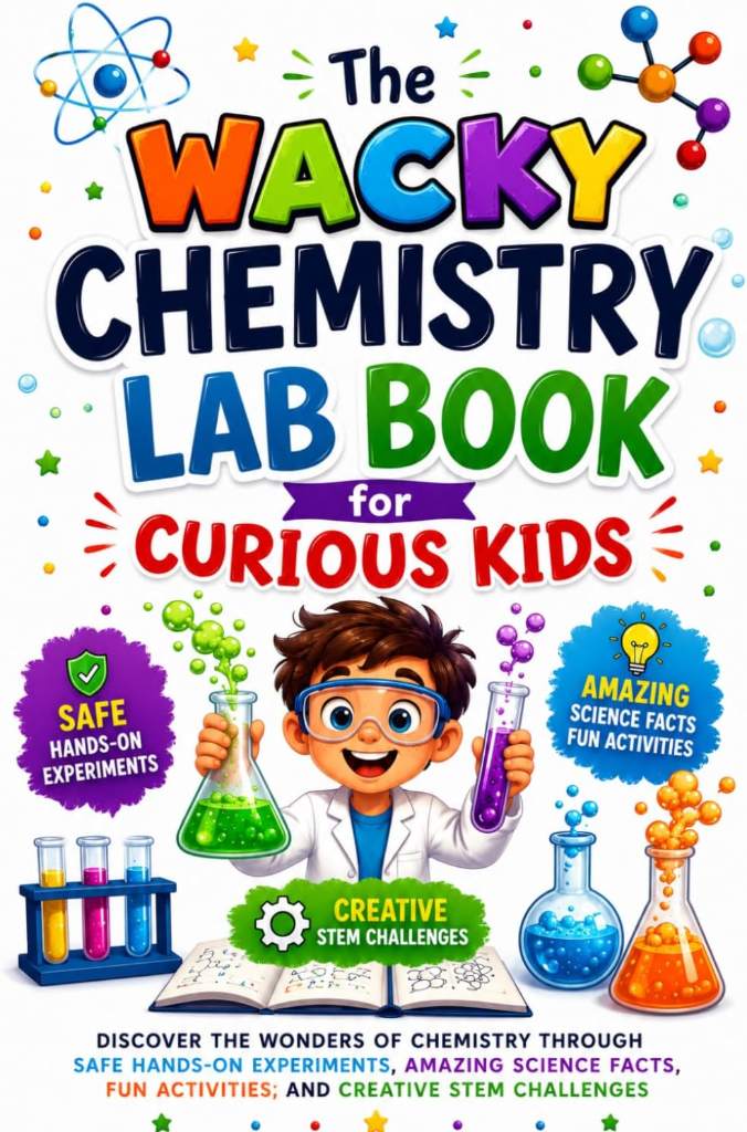 The Wacky Chemistry Lab Book for Curious Kids: Discover the Wonders of Chemistry Through Safe Hands-On Experiments, Amazing Science Facts, Fun ... Creative STEM Challenges for Kids Ages 6–12 by Maribel R. Williams | barcode:9798199961554 | source:'9798199961554.jpg
