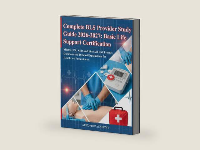Complete BLS Provider Study Guide 2026-2027: Basic Life Support Certification: Master CPR, AED, and First Aid with Practice Questions and Detailed Explanations for Healthcare Professionals by APEX PREP ACADEMY | barcode:9798241834126 | source:'9798241834126-right-three-quarter.jpg