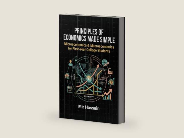 PRINCIPLES OF ECONOMICS MADE SIMPLE: Microeconomics & Macroeconomics for First-Year College Students by Mir Hossain | barcode:9798242169210 | source:'9798242169210-right-three-quarter.jpg