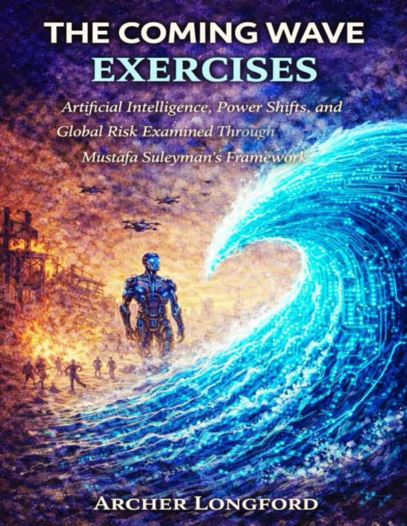 The Coming Wave Exercises: Artificial Intelligence, Power Shifts, and Global Risk Examined Through Mustafa Suleyman’s Framework by Archer Longford | barcode:9798242606814 | source:'9798242606814.jpg