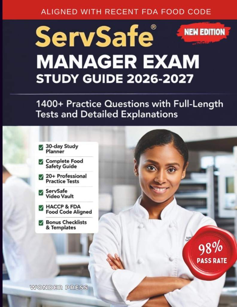 ServSafe Manager Exam Study Guide 2026-2027: 1400+ Practice Questions with Full-Length Tests and Detailed Explanations by Wonder Press | barcode:9798245624501 | source:'9798245624501.jpg