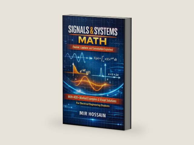 SIGNALS & SYSTEMS MATH Fourier, Laplace, and Convolution Explained: with 400+ Worked Examples and Visual Solutions for Electrical Engineering Students by Mir Hossain | barcode:9798251170382 | source:'9798251170382-right-three-quarter.jpg