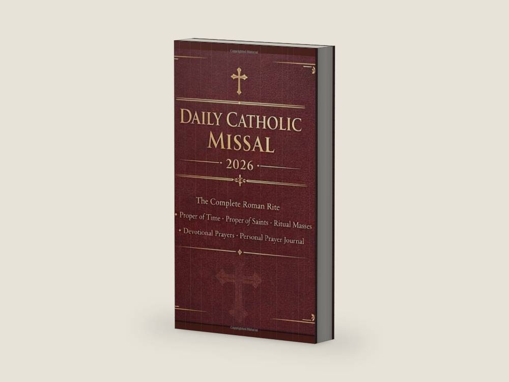 Daily Catholic Missal 2026: The Complete Roman Rite with Proper of Time, Proper of Saints, Ritual Masses, Devotional Prayers, and Personal Prayer Journal by Raphael Francis | barcode:9798251171686 | source:'9798251171686-right-three-quarter.jpg