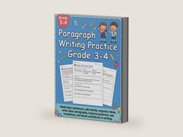 Paragraph Writing Practice Grade 3-4: Fun Daily Writing Practice for 3rd & 4th Graders with Worksheets, Prompts, Opinion, Narrative & Informative ... Practice Workbook Series (Grades 1–12)) by Colter Welch | barcode:9798252533735 | source:'9798252533735-right-three-quarter.jpg