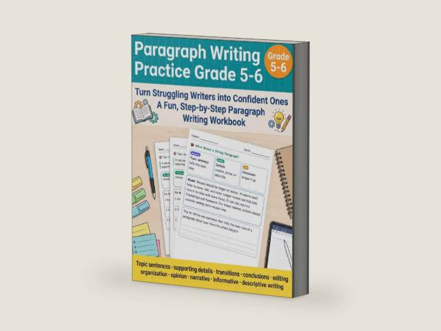 Paragraph Writing Practice Grade 5-6: A Complete Paragraph Writing Workbook for Kids (Grade 5–6) to Build Writing Skills, Practice Daily Paragraph ... Practice Workbook Series (Grades 1–12)) by Colter Welch | barcode:9798252539065 | source:'9798252539065-right-three-quarter.jpg