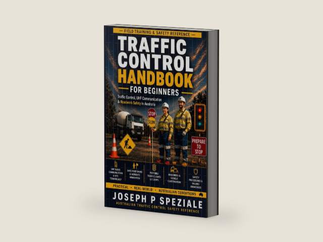 Traffic Control Handbook for Beginners: A Practical Guide to Traffic Control, UHF Communication and Roadwork Safety in Australia by JOSEPH P SPEZIALE | barcode:9798252825373 | source:'9798252825373-right-three-quarter.jpg