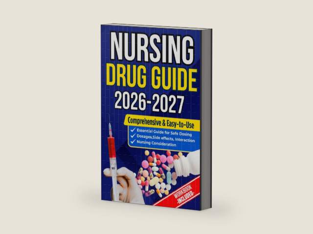 NURSING DRUG GUIDE NEW EDITION: The Complete Nurse’s Handbook to Medications, Dosages, Side Effects, and Safe Administration for Clinical Practice and Exam Prep by Morgan L. Whitaker | barcode:9798252976518 | source:'9798252976518-right-three-quarter.jpg