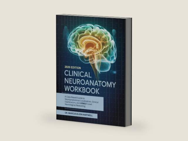 Clinical Neuroanatomy Workbook: A Case-Based Guide to Neuroanatomical Localization, Clinical Examination, and USMLE-Level Neurological Reasoning by Dr. Marcus Elion Hartwell | barcode:9798253355398 | source:'9798253355398-right-three-quarter.jpg