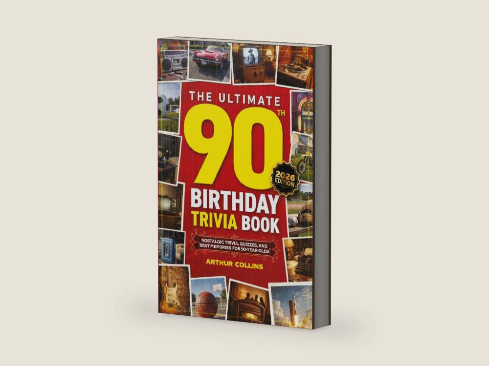 The Ultimate 90th Birthday Trivia Book: Nostalgic Trivia, Quizzes, and Best Memories for 90-Year-Olds (90th Birthday Gift) (2026 Edition) by Arthur Collins | barcode:9798253376874 | source:'9798253376874-right-three-quarter.jpg
