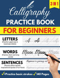 Calligraphy practice book: Modern Calligraphy and hand lettering for adults and kids, penmanship workbook for beginners to learn writing skills by Maryasine Books | barcode:9798254174110 | source:'9798254174110.jpg