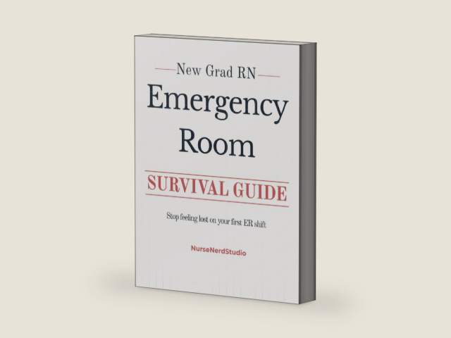 New Grad RN Emergency Room Cheat Sheet & Reference Guide: Essential Clinical Reference for Your First Year in the ER (NurseNerdStudio Clinical Reference Series) by Amber O'Shea, BSN | barcode:9798254207498 | source:'9798254207498-right-three-quarter.jpg