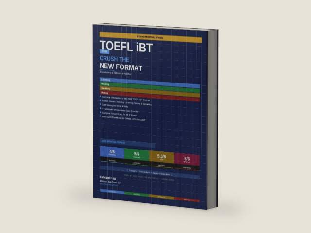 TOEFL iBT 2026: Crush the New Format: Book 1: Foundations & 4 Weeks of Practice by Edward Hsu | barcode:9798254810537 | source:'9798254810537-right-three-quarter.jpg