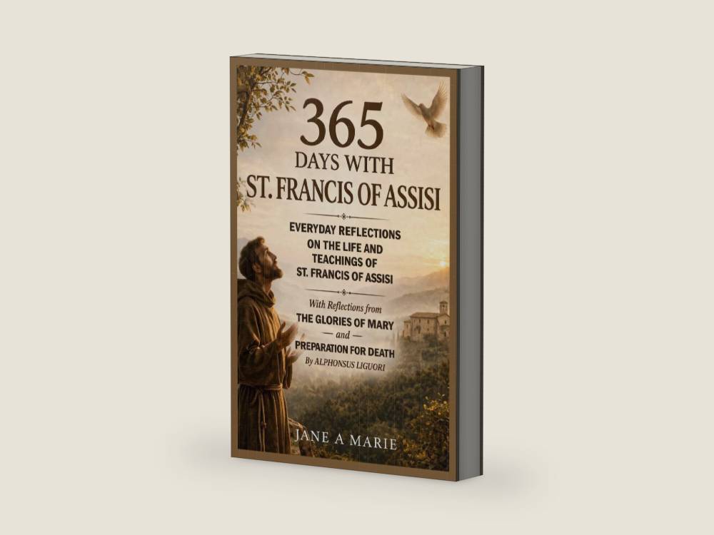 365 DAYS WITH ST FRANCIS OF ASSISI: Everyday Reflections On The Life And Teachings Of St. Francis Of Assisi, With Reflections From The Glories Of Mary ... By Alphonsus Liguori (365 Days Prayer Books) by Jane A Marie | barcode:9798254829942 | source:'9798254829942-right-three-quarter.jpg