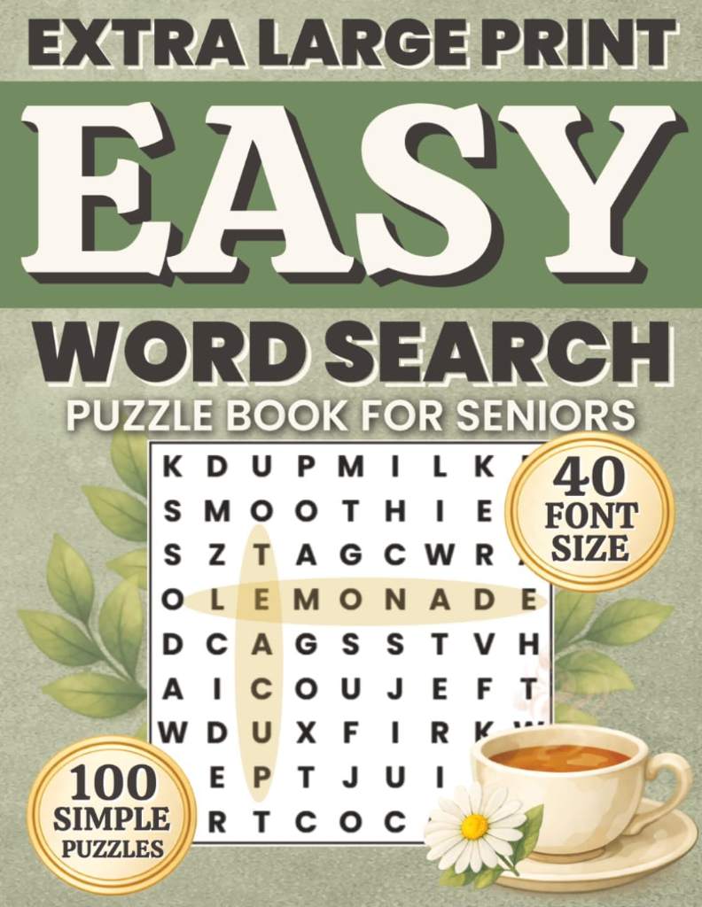 Easy Word Search for Seniors with Dementia: 100 frustration-free extra large print puzzles with simple everyday words, 6 words per puzzle, and 40 pt ... comfort. (Comfort Word Finds Collection) by Simple Joy Puzzling | barcode:9798254851998 | source:'9798254851998.jpg