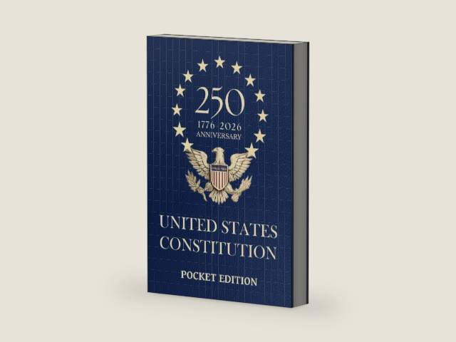 Pocket Constitution of the United States — 250th Anniversary Edition 1776–2026: Declaration of Independence, Bill of Rights & All Amendments — Compact 4×6 Edition for Everyday Carry by Delegates of The Constitutional Convention | barcode:9798255130672 | source:'9798255130672-right-three-quarter.jpg