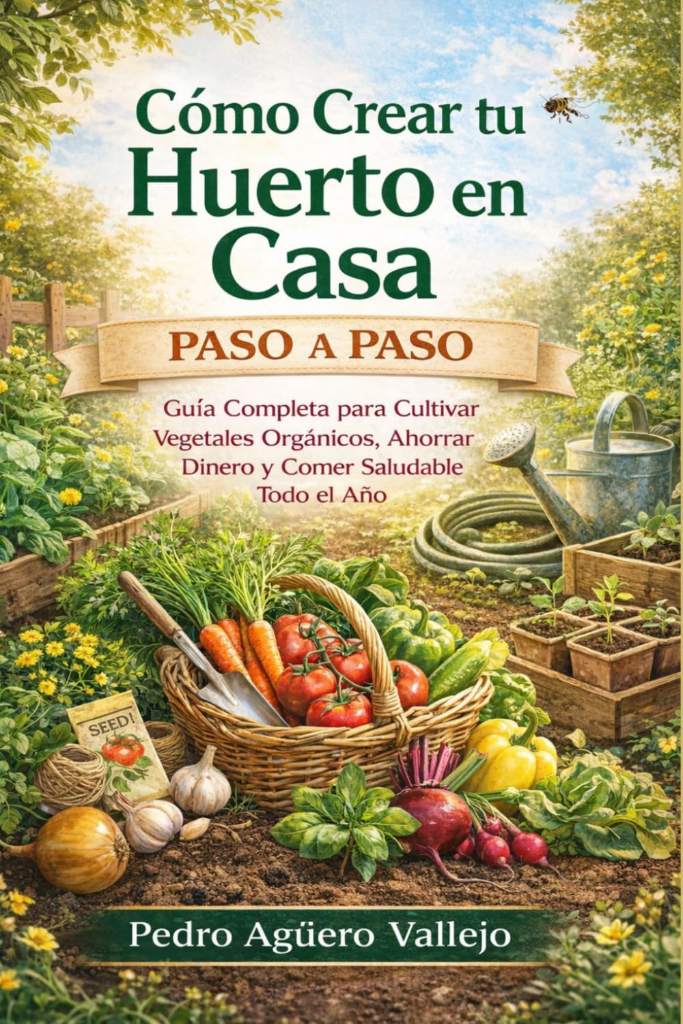 CÓMO CREAR TU HUERTO EN CASA PASO A PASO: Guía Completa para Cultivar Vegetales Orgánicos, Ahorrar Dinero y Comer Saludable Todo el Año Sembrar Verduras en Macetas (Spanish Edition) by Pedro Agüero Vallejo | barcode:9798257339264 | source:'9798257339264.jpg