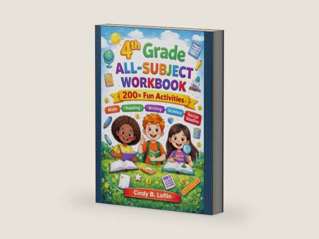 4th Grade All-Subject Workbook: 200+ Fun Activities to Boost Math, Reading, Writing, Science & Social Studies Skills (ACE EDUCATION) by Cindy B. Loflin | barcode:9798257916137 | source:'9798257916137-right-three-quarter.jpg