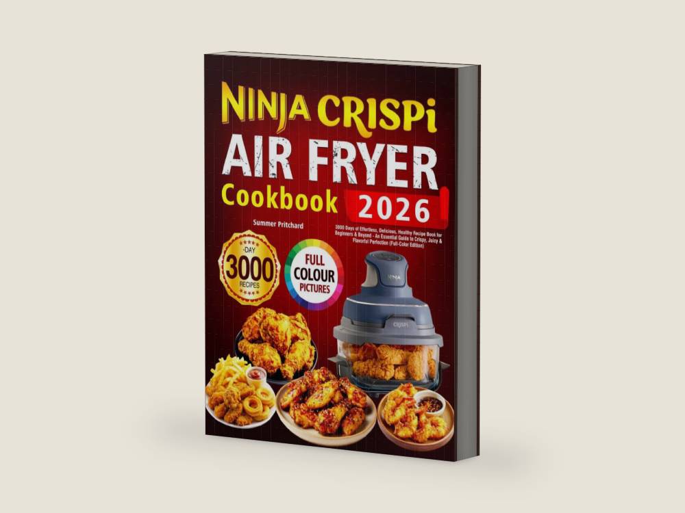 Ninja Crispi Air Fryer Cookbook: 3000 Days of Effortless, Delicious, Healthy Recipe Book for Beginners & Beyond - An Essential Guide to Crispy, Juicy & Flavorful Perfection (Full-Color Edition) by Summer Pritchard | barcode:9798258141156 | source:'9798258141156-right-three-quarter.jpg