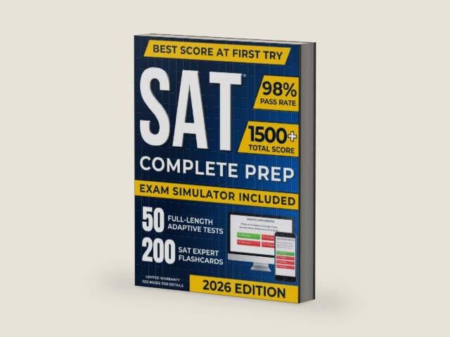 Digital SAT Test Prep: The Most Complete Study Guide Including our Advanced Exam Simulator Platform, 50 Full-Length Practice Tests, and 200 Flashcards to Master the SAT and Achieve Your Best Score by Jason Perle | barcode:9798258968975 | source:'9798258968975-right-three-quarter.jpg