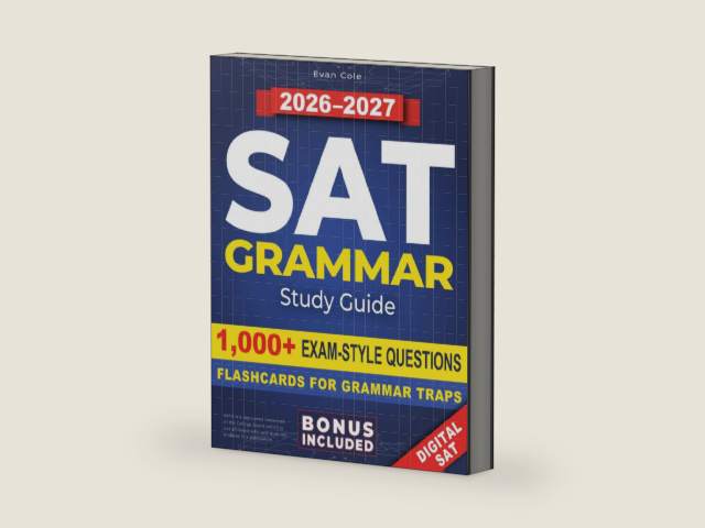 SAT Grammar Study Guide: Boost Your SAT Grammar Score and Stay 100% Ready for the New Digital Exam | Master Every Rule, Outsmart Tough Traps, and ... (Evan Cole Digital SAT English Study Guides) by Evan Cole | barcode:9798265174765 | source:'9798265174765-right-three-quarter.jpg