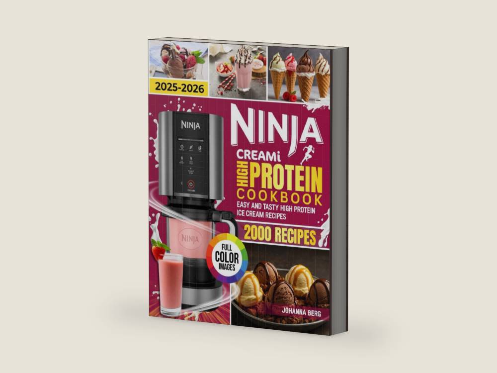 Ninja Creami High Protein Cookbook for Beginners: Easy, Healthy High Protein Ice-Cream Recipes Using Natural Ingredients for Everyone. (The Ultimate Ninja Creami Library) by Johanna Berg | barcode:9798267076227 | source:'9798267076227-right-three-quarter.jpg
