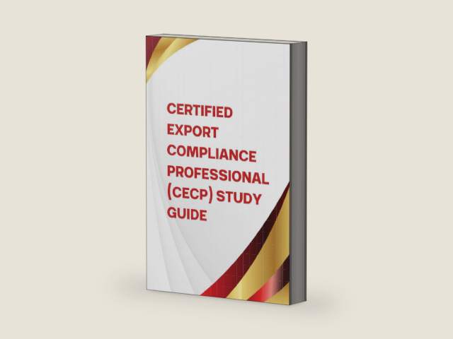 Certified Export Compliance Professional (CECP) Study Guide by DMP Educatiuon Group | barcode:9798272193018 | source:'9798272193018-right-three-quarter.jpg