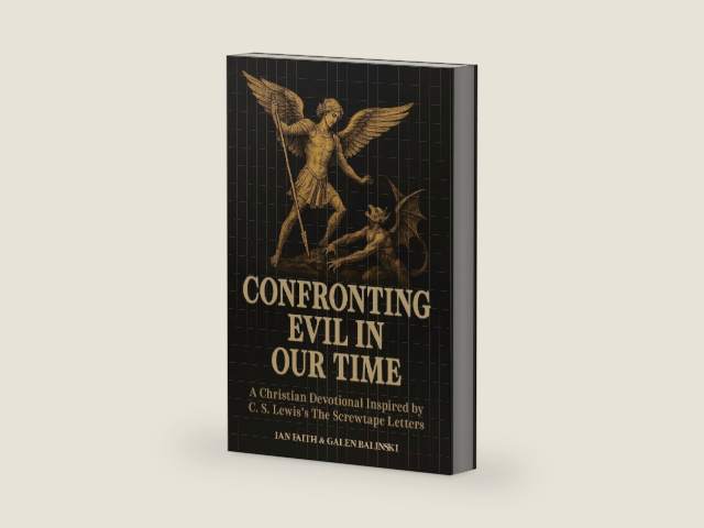Confronting Evil in Our Time: A Christian Devotional Inspired by C. S. Lewis’s The Screwtape Letters by Ian Faith & Galen Balinski | barcode:9798273023178 | source:'9798273023178-right-three-quarter.jpg
