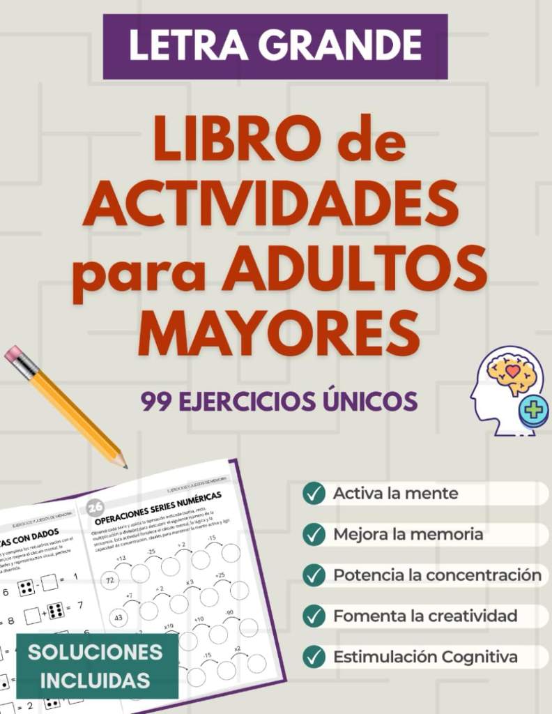 Libro de Actividades para Adultos Mayores: Juegos de memoria, ejercicios mentales y pasatiempos para personas mayores en español — letra grande y estimulación cognitiva by Brain Power Publishing | barcode:9798273946286 | source:'9798273946286.jpg