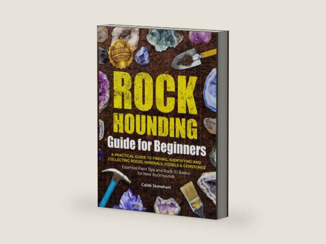The Rockhounding Guide for Beginners: A Practical Guide to Finding, Identifying & Collecting Rocks, Minerals, Fossils & Gemstones | Essential Field Tips and Rock ID Basics for New Rockhounds by Caleb Stonehart | barcode:9798275762365 | source:'9798275762365-right-three-quarter.jpg