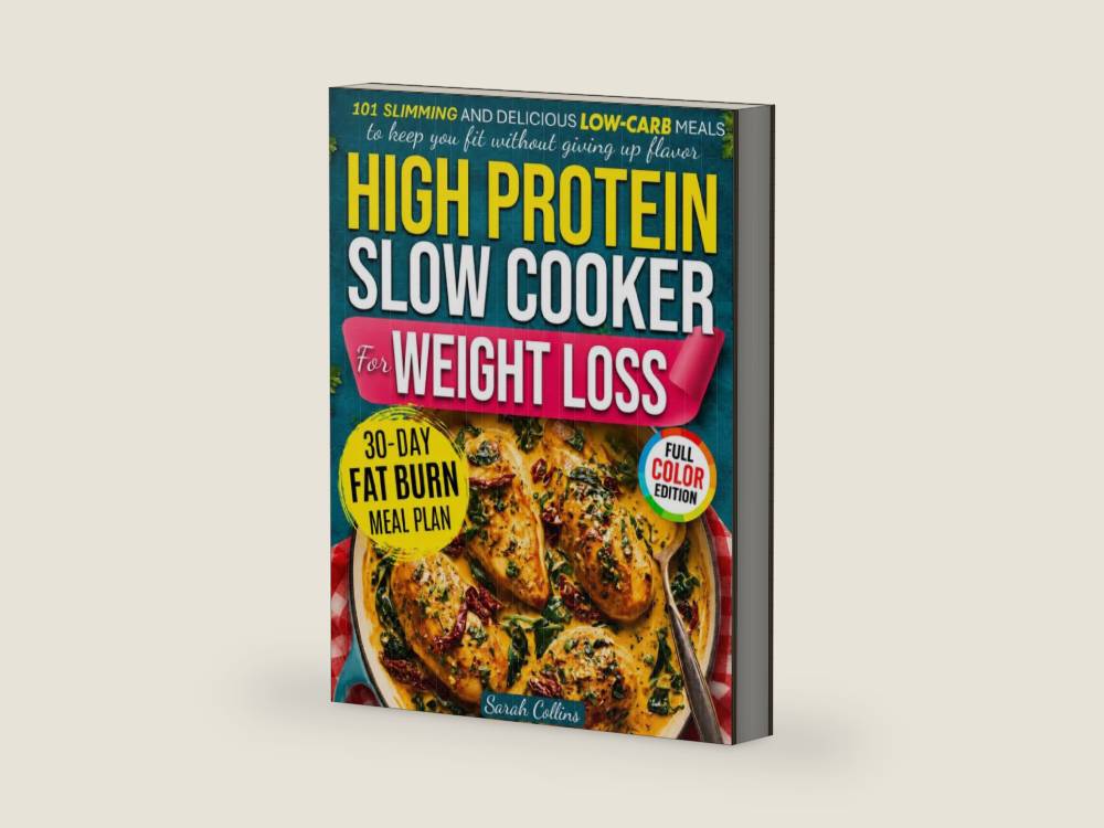 High Protein Slow Cooker Cookbook for Weight Loss: 101 Slimming and Delicious Low-Carb Meals to Keep You Fit Without Giving Up Flavor (High Protein Made Easy) by Sarah Collins | barcode:9798279409358 | source:'9798279409358-right-three-quarter.jpg