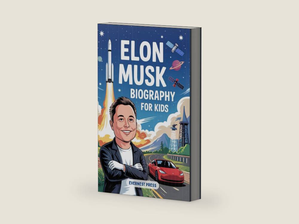 Elon Musk Biography for Kids: The Inspiring Story of Curiosity, Courage, and Creativity that Reached the Stars (The Changemakers Biography Series) by EverNest Press | barcode:9798282203325 | source:'9798282203325-right-three-quarter.jpg