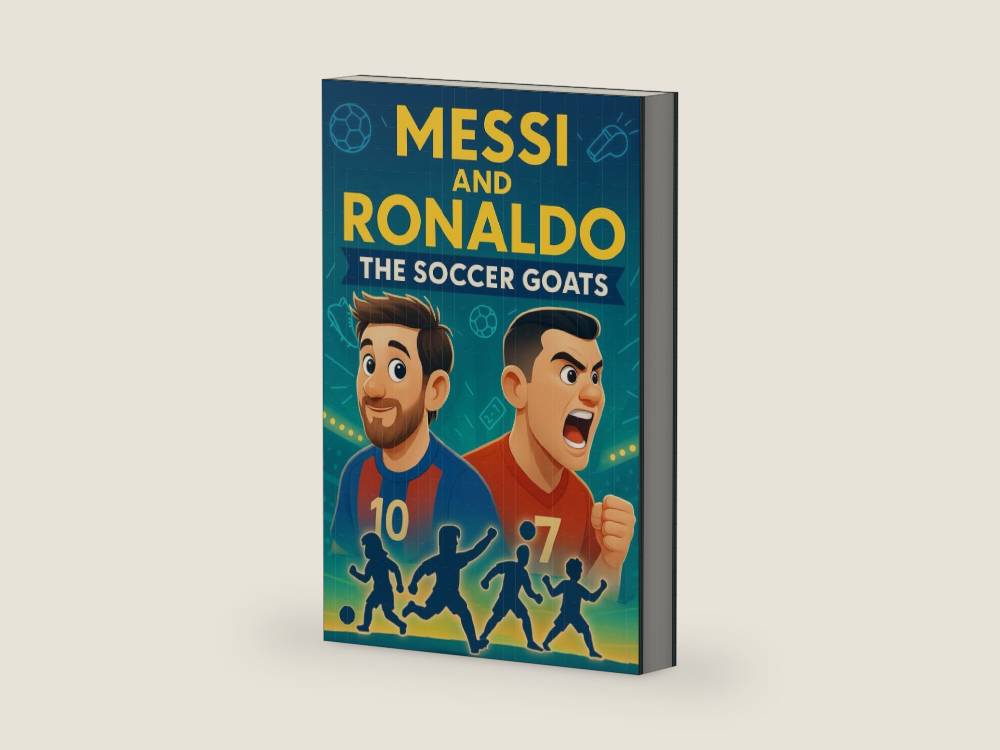 Messi and Ronaldo: The Soccer GOATs: A Kids' Guide to Skills, Spirit, Dreaming Big, and Becoming a True Athlete (Legend in the making) by The Scribbling Stricker | barcode:9798283072180 | source:'9798283072180-right-three-quarter.jpg