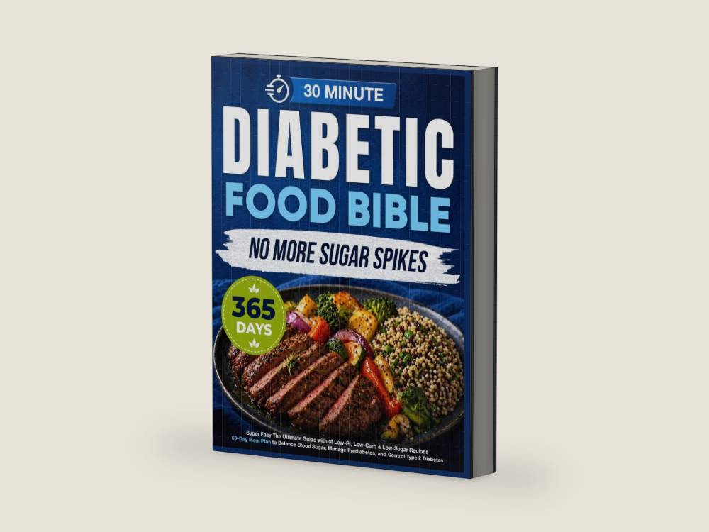 Super Easy Diabetic Food Bible: The Ultimate Guide with 365+ Days of Low-GI, Low-Carb & Low-Sugar Recipes | 60-Day Meal Plan to Balance Blood Sugar, Manage Prediabetes, and Control Type 2 Diabetes by Andrew Moore | barcode:9798284718100 | source:'9798284718100-right-three-quarter.jpg