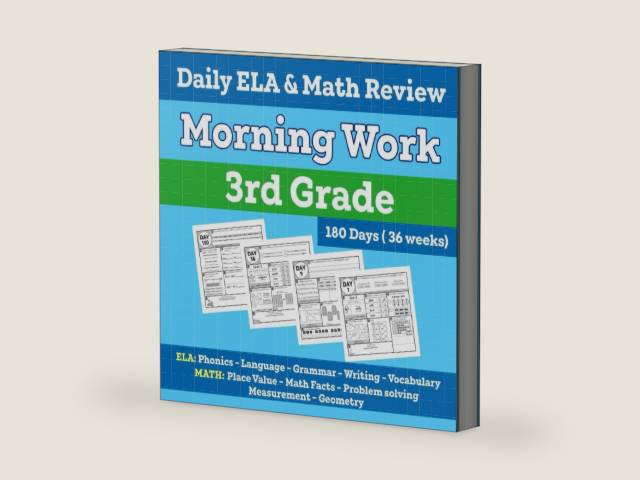 3rd Grade Morning Work: Daily ELA & Math Practice and Review: 180 Days of Practice and Engaging Exercises for Kids Ages 8–9 by Emily Garcia Printing | barcode:9798287861414 | source:'9798287861414-right-three-quarter.jpg