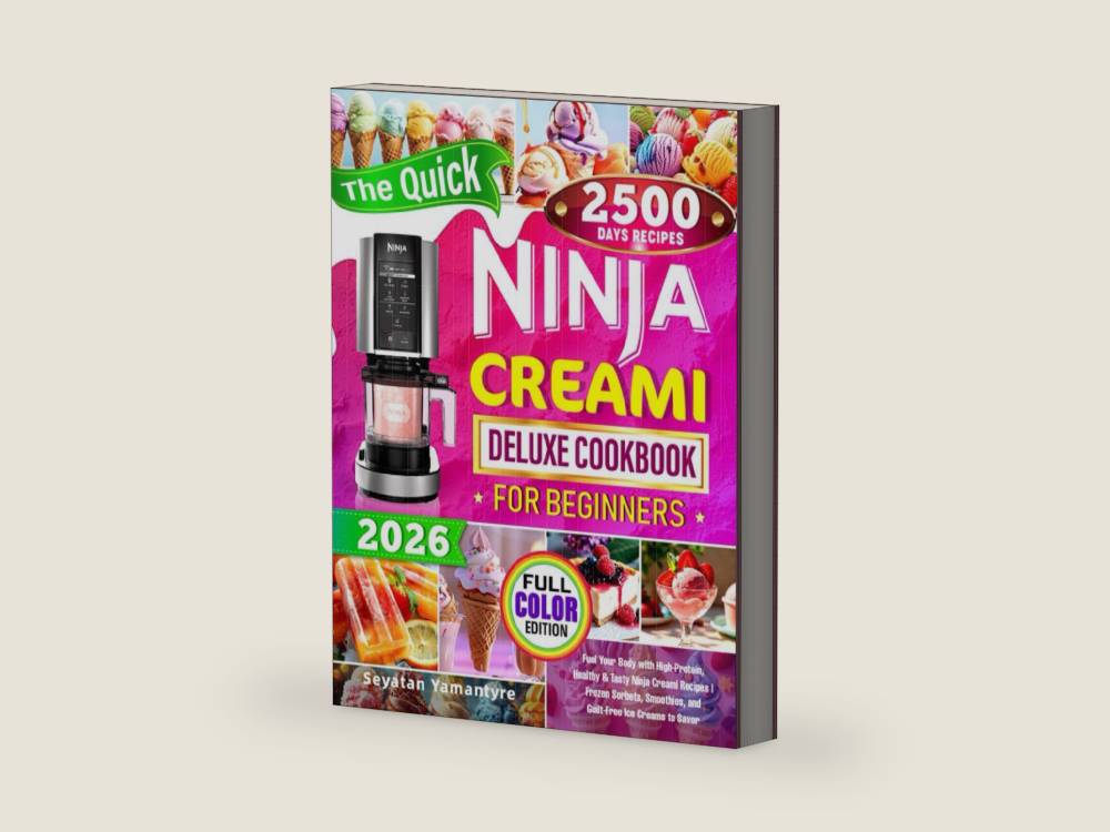 The Quick Ninja Creami Deluxe Cookbook for Beginners: Fuel Your Body with High-Protein, Healthy & Tasty Ninja Creami Recipes | Frozen Sorbets, Smoothies, and Guilt-Free Ice Creams to Savor by Seyatan Yamantyre | barcode:9798289854186 | source:'9798289854186-right-three-quarter.jpg
