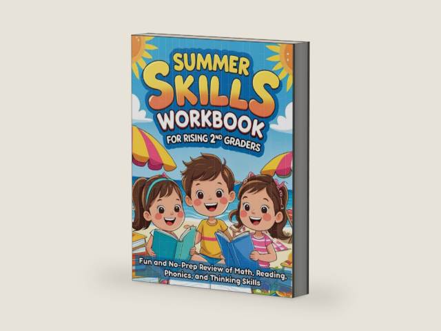 Summer Skills Workbook for Rising 2nd Graders: Fun and No-Prep Review of Math, Reading, Phonics, and Thinking Skills by Iris Singsuwan | barcode:9798290161778 | source:'9798290161778-right-three-quarter.jpg