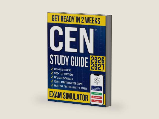 CEN Study Guide: The All-in-One Guide for Busy Emergency Nurses to Get Ready in No Time and Pass the Exam With Confidence | 1500+ Questions, Detailed Rationales, High-Yield Reviews & 10 Mock Exams by Tara Ellsworth | barcode:9798291449493 | source:'9798291449493-right-three-quarter.jpg
