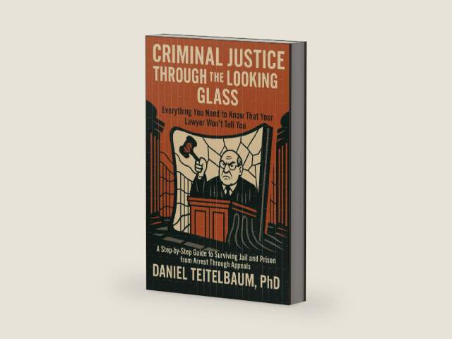 Criminal Justice Through the Looking Glass: Everything You Need to Know That Your Lawyer Won't Tell You-A Step-by-Step Guide to Surviving Jail and Prison from Arrest Through Appeals by Dr. Daniel Teitelbaum Ph.D | barcode:9798292387251 | source:'9798292387251-right-three-quarter.jpg