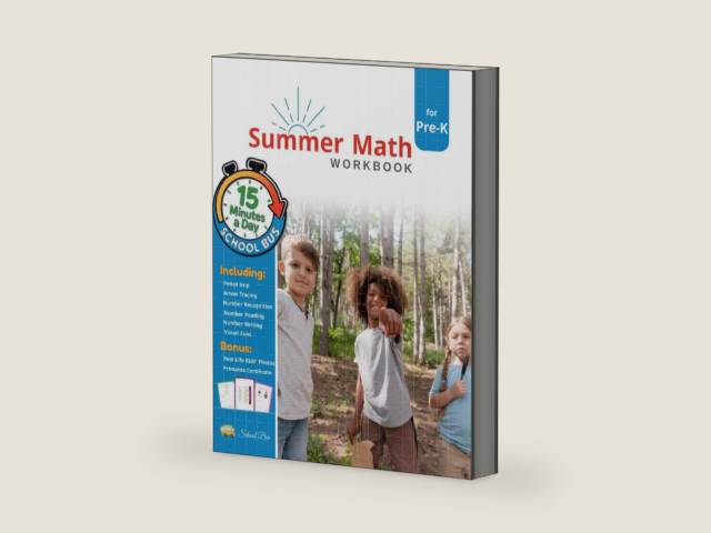 Summer Math Workbook for Pre-K: Build Preschool Skills in Numbers, Letters & Writing Before Kindergarten by SCHOOL BUS | barcode:9798293022793 | source:'9798293022793-right-three-quarter.jpg