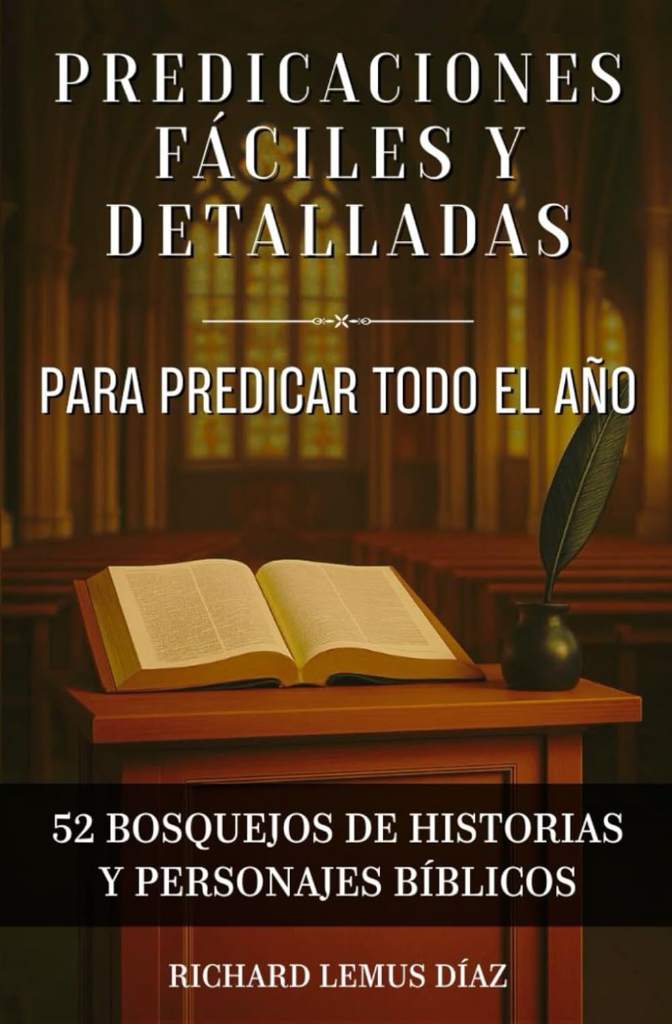 PREDICACIONES FÁCILES Y DETALLADAS PARA PREDICAR TODO EL AÑO: 52 bosquejos y sermones de la Biblia para predicar. (Spanish Edition) by RICHARD LEMUS DÍAZ | barcode:9798294679187 | source:'9798294679187.jpg