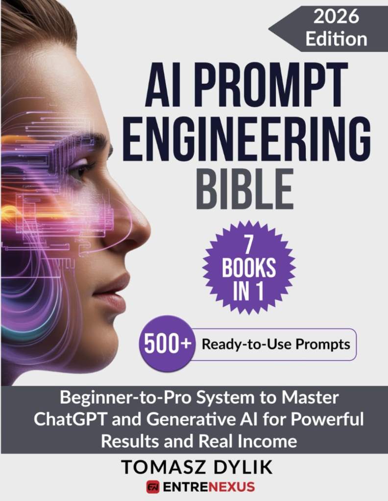 AI Prompt Engineering Bible (7 Books in 1): Beginner-to-Pro System to Master ChatGPT and Generative AI for Powerful Results and Real Income (The Generative AI Creator Series) by Tomasz Dylik | barcode:9798296172341 | source:'9798296172341.jpg