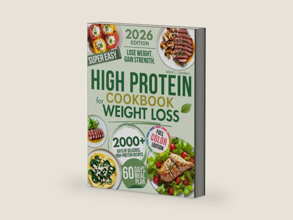 Super Easy High Protein Low Carb Cookbook For Weight Loss: Burn Fat, Stay Full, and Lose Weight with Delicious, Time-Saving, Protein-Packed Recipes—While Loving Every Bite by Mark L. Landers | barcode:9798296889935 | source:'9798296889935-right-three-quarter.jpg