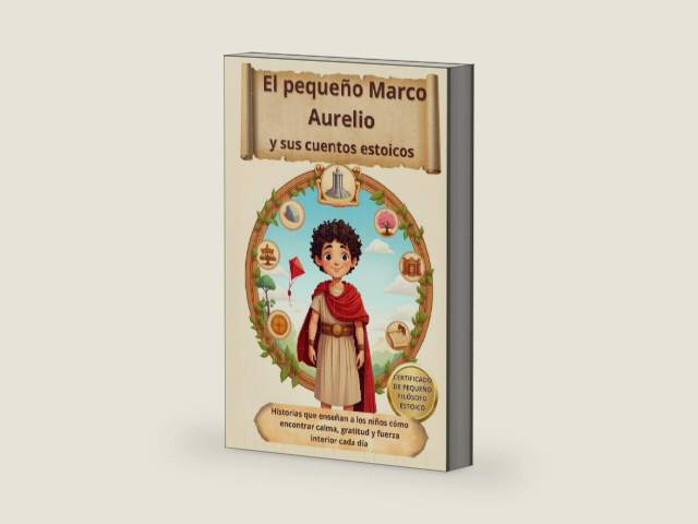 El pequeño Marco Aurelio y sus cuentos estoicos: Historias que enseñan a los niños cómo encontrar calma, gratitud y fuerza interior cada día by Pequeños Pensadores | barcode:9798297236066 | source:'9798297236066-right-three-quarter.jpg