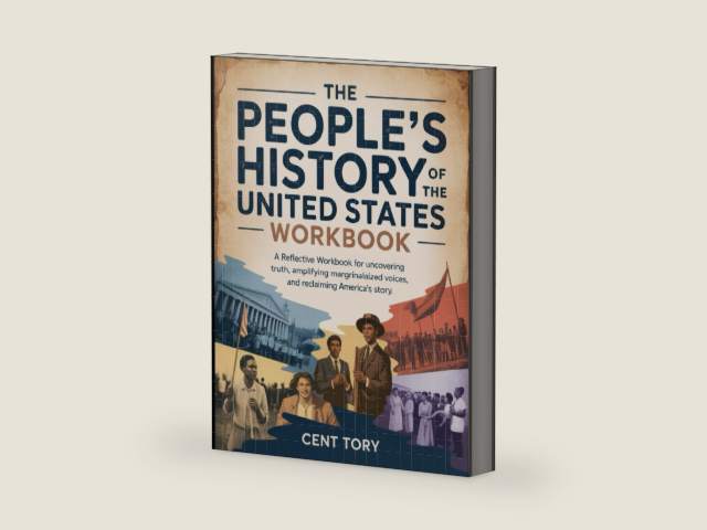 The People’s History of The United States WorkBook.: A Reflective Workbook for Uncovering Truth, Amplifying Marginalized Voices, and Reclaiming America’s Story. by Cent Tory | barcode:9798297326880 | source:'9798297326880-right-three-quarter.jpg