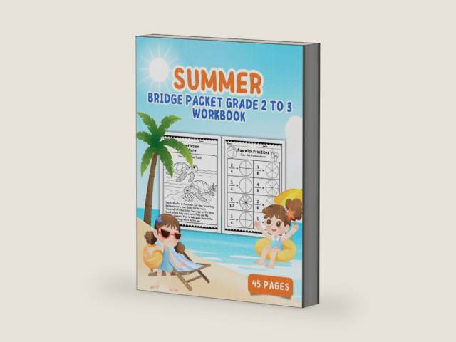 Summer Bridge Packet Grade 2 to 3 Workbook: Fun & Engaging Review of Math, Reading, Writing, and Puzzles for Rising Third Graders by Iris Singsuwan | barcode:9798297498778 | source:'9798297498778-right-three-quarter.jpg